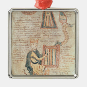 psalterからのpsalteryを遊んでいるデイヴィッド王 メタルオーナメント