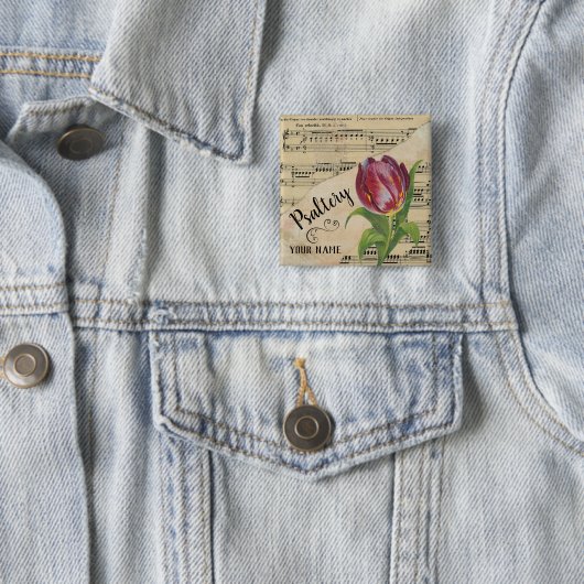 Psaltery Tulipヴィンテージシートミュージックカスタマイズ 缶バッジ (インサイチュ)