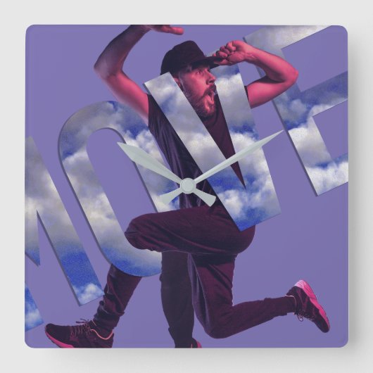 Psdフォトムービングダンサーマンスクエアウォールクロック スクエア壁時計 (正面)