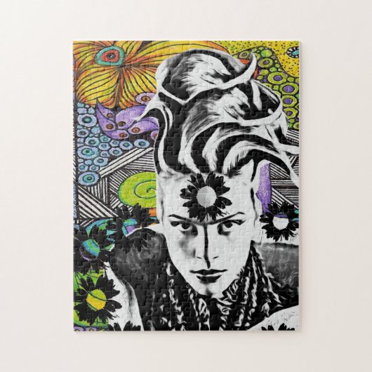 Psicodelicのポップ・アートのな女性のパズル ジグソーパズル (縦)