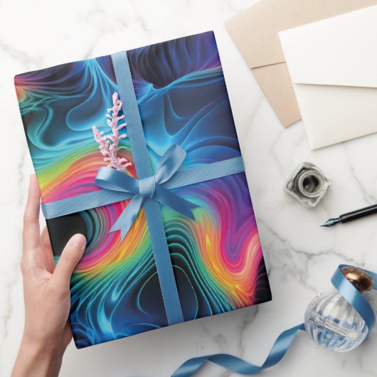Psicodélico con Ondas de Colores Vibrantes ラッピングペーパー (ギフト)