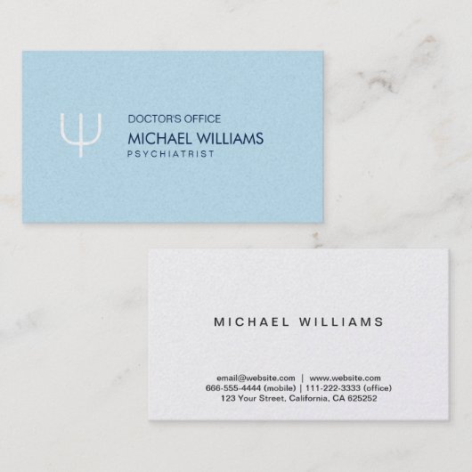 Psicólogo - Profesional elegante símbolo celeste 名刺 (正面/裏面)
