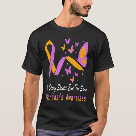 Psoriasis Awareness Butterfly Support Lavender & O Tシャツ (正面)