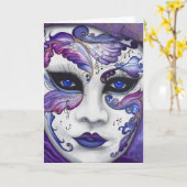 PSOVARTによる紫色のカーニバルのマスク カード (黄色い花)