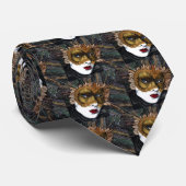 PSOVARTによる黒および金ゴールドのカーニバルのマスク ネクタイ (ロール)