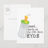 PSSTパーティーアットマイクリブ。午前3時BYOB インビテーションポストカード (正面/裏面)