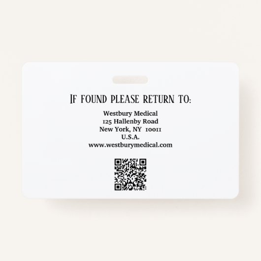 PSWヘルスケアまたは病院従業員の写真IDバッジ バッジ (裏面)