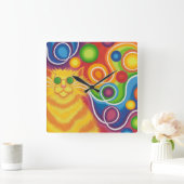 Psy猫delicの時計の正方形 スクエア壁時計 (ホーム)