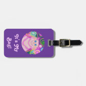 PSY-cat-delicピンク丸'文字'ラゲッジタグパープル ラゲッジタグ (正面横)