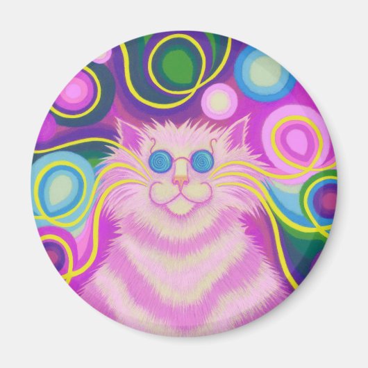PSY-cat-delicピンク冷蔵庫用マグネットラウンド マグネット (正面)