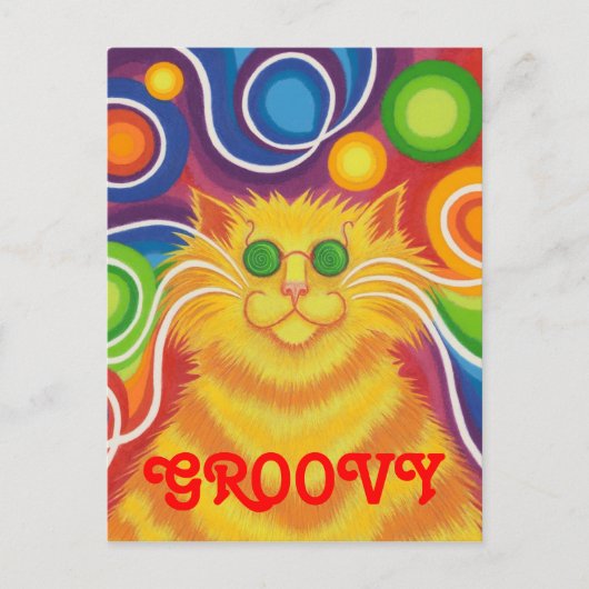 Psy-cat-delic 'Groovy'ポストカード垂直 ポストカード (正面)