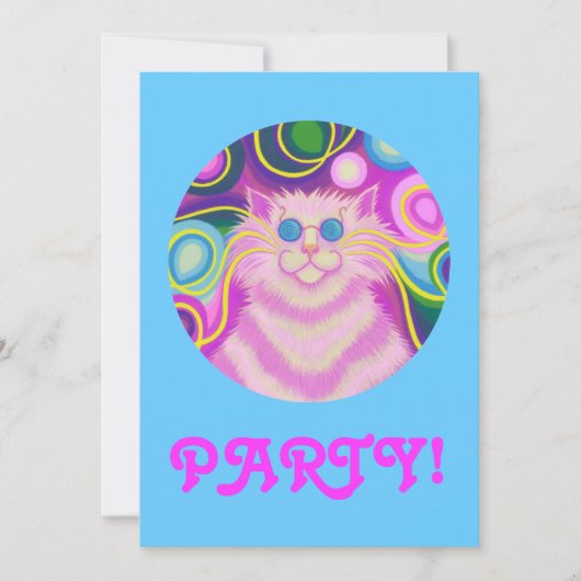 Psy-cat-delic Pink 'パーティー' invitation blue 招待状 (正面)