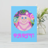 Psy-cat-delic Pink 'パーティー' invitation blue 招待状 (スタンド正面)