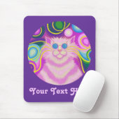 Psy-cat-delic pink 'Your Text'紫の口添え マウスパッド (マウス)