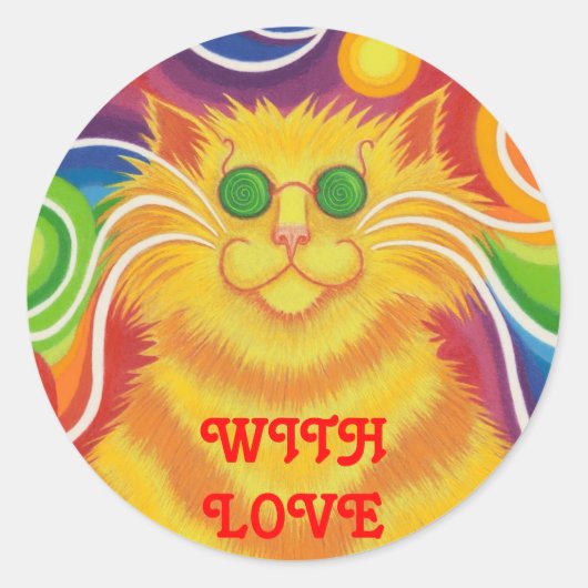 PSY-cat-delic 「With Love」ラウンドステッカー ラウンドシール (正面)