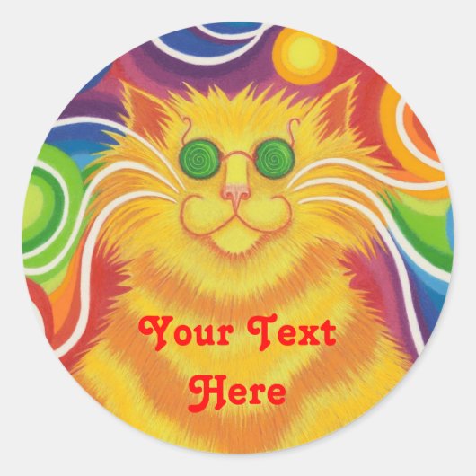 PSY-cat-delic 「Your Text Here」ラウンドステッカー ラウンドシール (正面)