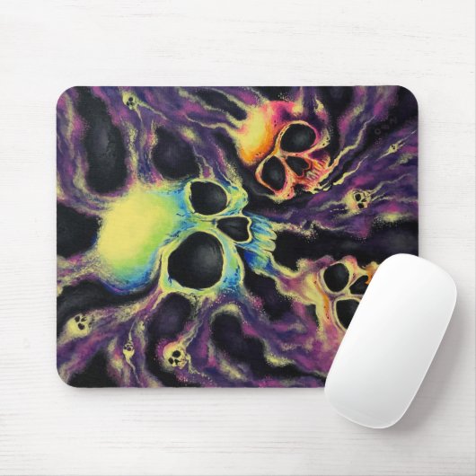 "Psychedelia" Skull Cluster Art Designer Mouse Pad マウスパッド (マウス)