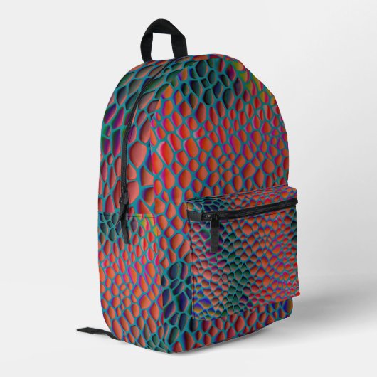 Psychedelic 3D Snake Skin Backpack – Colorful Rept プリントバックパック (裏面左端)