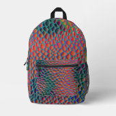 Psychedelic 3D Snake Skin Backpack – Colorful Rept プリントバックパック (正面)