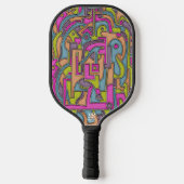 Psychedelic 60s Retro Mod Geometric Design  ピックルボールラケット (裏面)