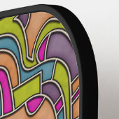 Psychedelic 60s Retro Mod Geometric Design  ピックルボールラケット (左詳細)