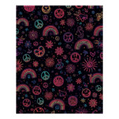 Psychedelic 70s Wall Art | Neon Daisies & Electric ポスター (正面)