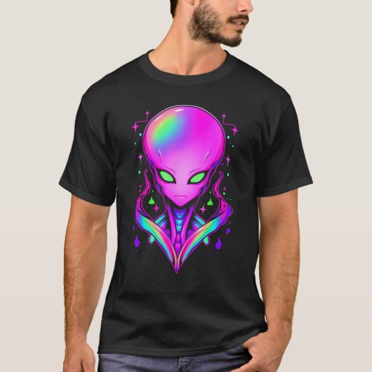 Psychedelic Alien Party Rave Extraterrestrial UFO  Tシャツ (正面)