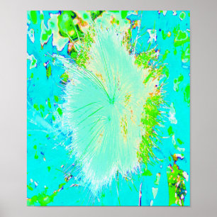 Psychedelic Aqua and Lime Green Milkweed ポスター