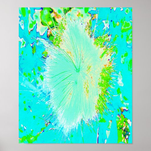Psychedelic Aqua and Lime Green Milkweed ポスター (正面)