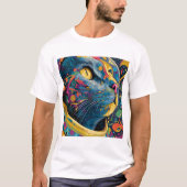 Psychedelic Astro Cat – Cosmic Color Burst Tシャツ (正面)
