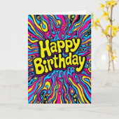 psychedelic birthday card カード (黄色い花)
