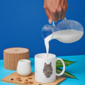 Psychedelic Boho Floral Wolf Art Coffee コーヒーマグカップ