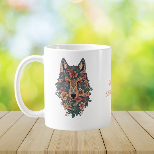 Psychedelic Boho Floral Wolf Art Coffee コーヒーマグカップ