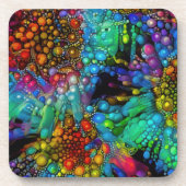 Psychedelic Bubble Burst Abstract Daisies  コースター (正面)