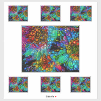 Psychedelic Bubble Burst Abstract Daisies  シール