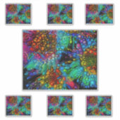 Psychedelic Bubble Burst Abstract Daisies  シール (正面)