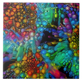 Psychedelic Bubble Burst Abstract Daisies  タイル