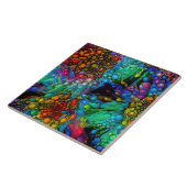 Psychedelic Bubble Burst Abstract Daisies  タイル (側面)