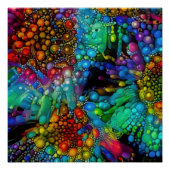 Psychedelic Bubble Burst Abstract Daisies  ポスター (正面)