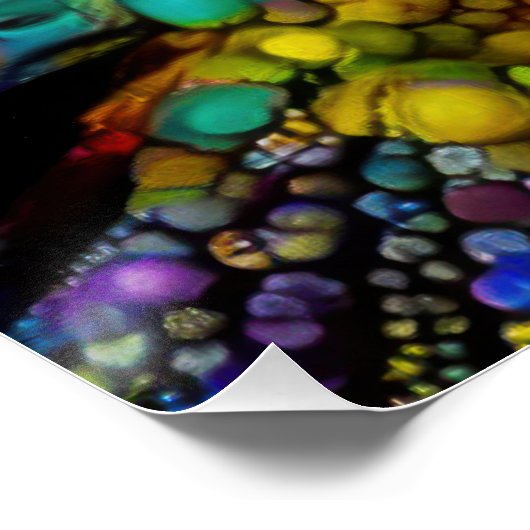 Psychedelic Bubble Burst Abstract Daisies  ポスター (コーナー)