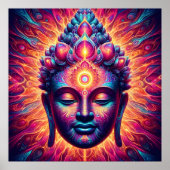 Psychedelic Buddha Art Poster - Vibrant Third Eye  ポスター (正面)