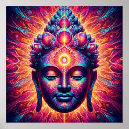 Psychedelic Buddha Art Poster - Vibrant Third Eye  ポスター