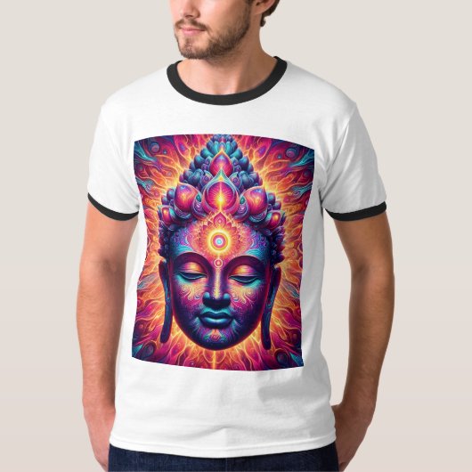 Psychedelic Buddha Art  - Vibrant Third Eye  Tシャツ (正面)