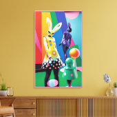 Psychedelic Bunny World キャンバスプリント (インサイチュ (リビング))