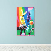 Psychedelic Bunny World キャンバスプリント (インサイチュ (ウッドフロア))