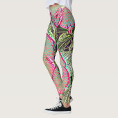 Psychedelic Caladium Leaf Botanical Print Leggings レギンス (左)