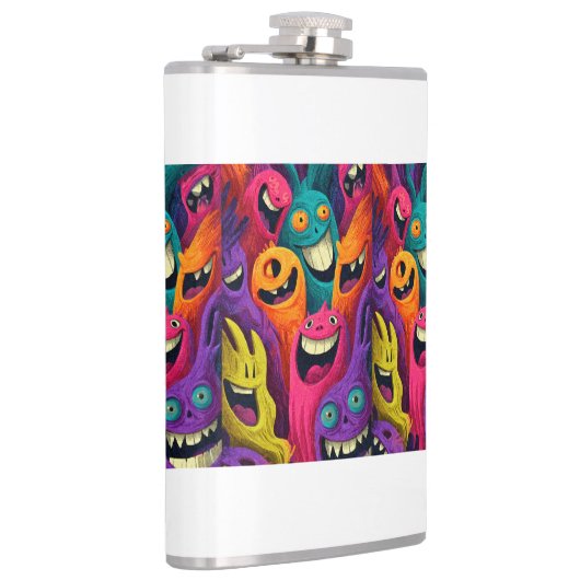 Psychedelic Cartoon Creature Vinyl Wrapped Flask フラスク (右)