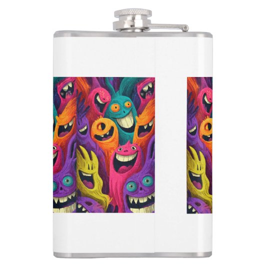 Psychedelic Cartoon Creature Vinyl Wrapped Flask フラスク (裏面)