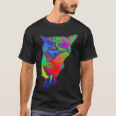 Psychedelic Cat Sunglasses Trippy Psytrance Cat Co Tシャツ (正面)