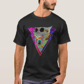 Psychedelic Cat Sunglasses Trippy Psytrance Univer Tシャツ (正面)